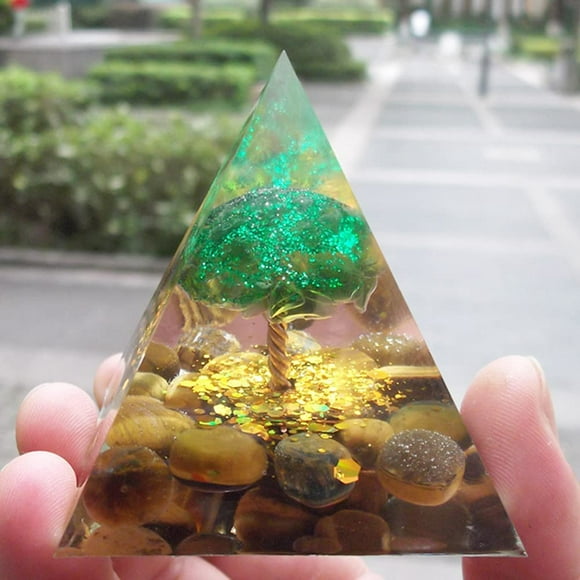 Orgone Pyramid Crystal Pyramid, Orgone Pyramid EMF Protection, Orgone Energy Generator, Tree of Life Amethyst Crystal Sphere for Positive Energy Chakra Stones Reiki(D)
