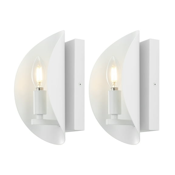 SAFAVIEH Calluna LED White Iron Wall Sconce with White Shade, Set of 2