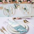 thumbnail image 3 of Ombre Blue Coastal Cloth Napkins, Summer Ocean Beach Gradient Waves Beige Washable and Reusable Dinner Napkins Set of 4, Table Napkin for Kitchen Party Birthday Wedding Hotel Housewarming 20"x20", 3 of 9