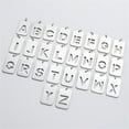thumbnail image 3 of HIJONES Women's Men's Stainless Steel Square Hollow Initial 26 Letter Name Couple Necklace Charm Alphabet Dog Tag Chain Gift Silver S, 3 of 6