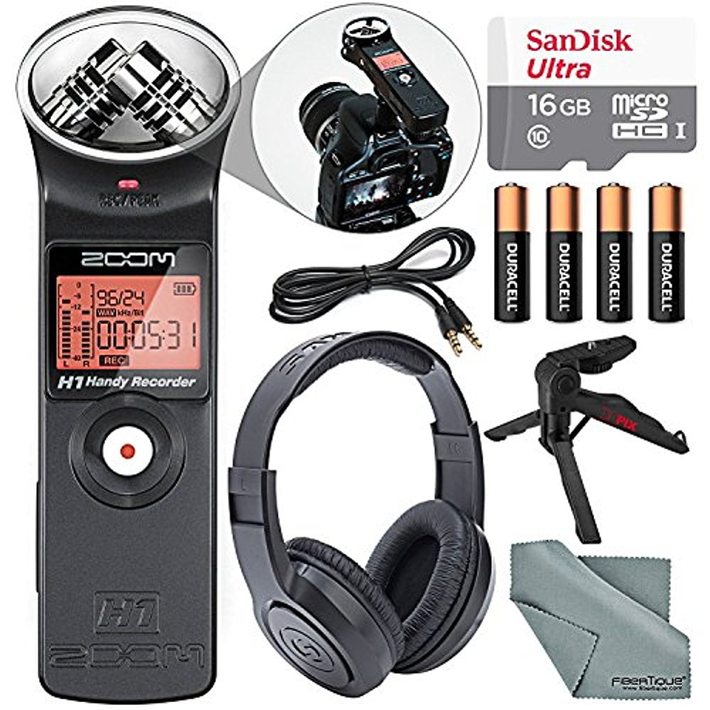 Zoom H1 UltraPortable Digital Audio Recorder Along with Samson Stereo