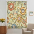 thumbnail image 2 of Gray Green Boho Floral Sheer Curtains 54 Inches Long, Vintage Abstract Art Ethnic Flowers Light Filering Curtains, Breathable Simi Curtain Privacy Drapes for Kitchen Bathroom Small Window Treatment, 2 of 9