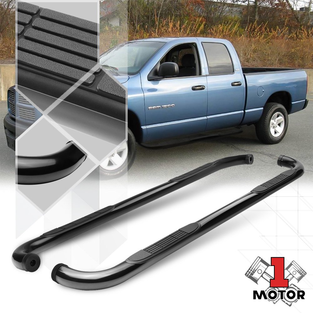 Black 3" Round Side Step Nerf Bar for 0209 Ram 1500/2500/3500 Crew