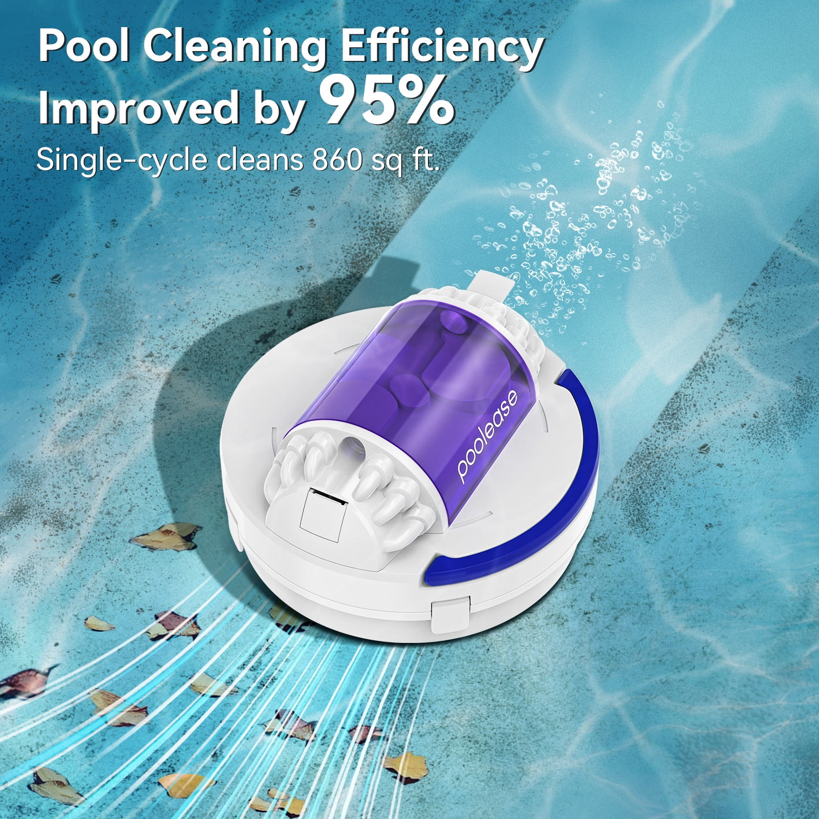 Poolease X2 Cordless Robotic Pool Cleaner, Pool Vacuum for Above Ground Pool, Self-Parking, LED Indicator, Dual-Motor Ideal for Above/Inground Pool, 90Min