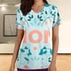 thumbnail image 2 of Camiseta de manga corta con cuello en V y estampado de mujer con estilo Blusa suelta con estampado OAVQHLG3B Store  lin121212, 2 of 4