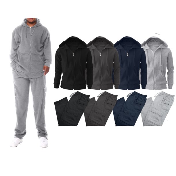 Men's Active Full Zip up Cargo Athletic Tracksuit