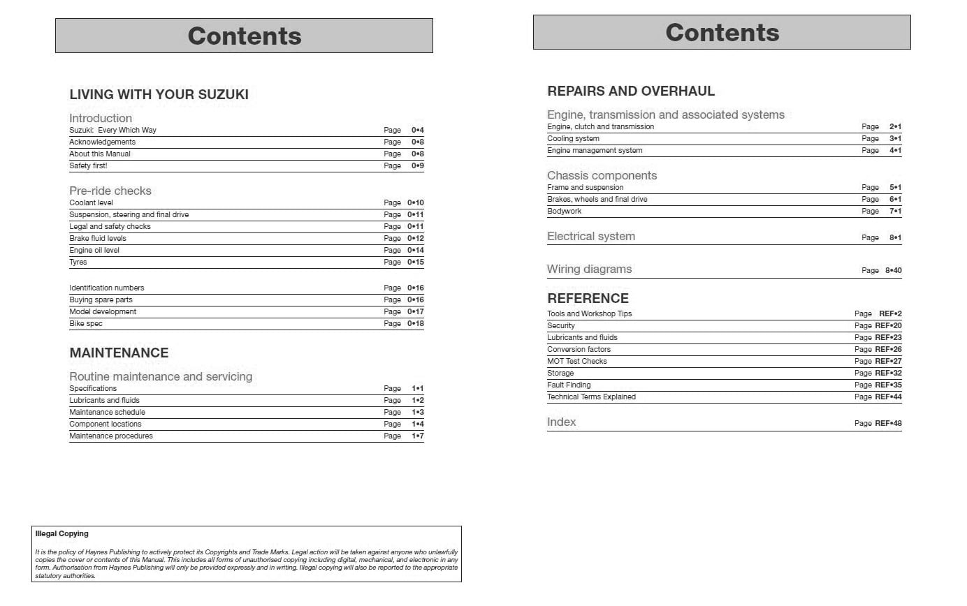 Suzuki DL650 V-Strom & SFV650 Gladius (04-19) Haynes Repair Manual ^