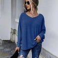 thumbnail image 2 of Annhoo Long Sleeve Shirts for Women Plus Size Casual Solid V Neck Tops Fall Loose Going out Blouse Tees, 2 of 6