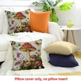 thumbnail image 4 of FCXZI Square Cushion Cover Mushroom Butterfly Flowers Decor for Home Sofa Couch Linen 100% - Set of 1 Pillowcase 24x24in, 4 of 5