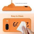thumbnail image 2 of KOMI for Google Pixel 8 Case, Liquid Silicone Case with 2X Screen Protectors, Full Body Protective Cover, Shockproof, Slim Phone Case, Anti-Scratch Soft Microfiber Lining 6.2", Orange, 2 of 5