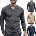 thumbnail image 2 of ZCFZJW Mens Soft Cotton Henley T-Shirts Dress Long Sleeve Basic Slim Fit Athletic Tees Tops Casual Collarless Quarter Button Pullover Dark Gray XL, 2 of 10