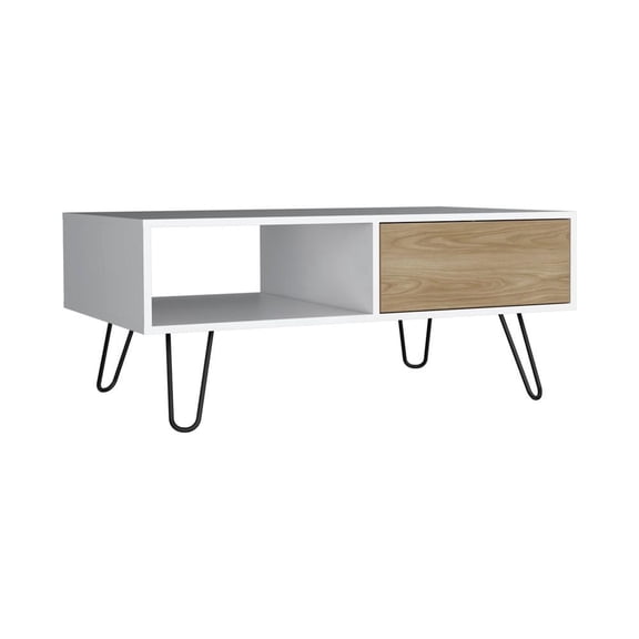 Mesa de Centro Rectangular RTA Estilo Moderno Color Blanco