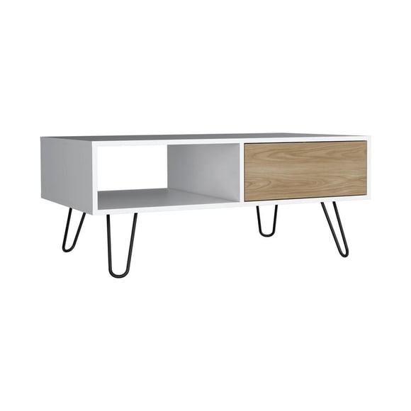 Mesa de Centro Rectangular RTA Estilo Moderno Color Blanco