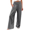 thumbnail image 6 of Wide Leg Linen Pants for Women High Waist Drawstring Casual Trousers Lounge Pant 2025 Beach Travel Vacation Outfits, 6 of 6