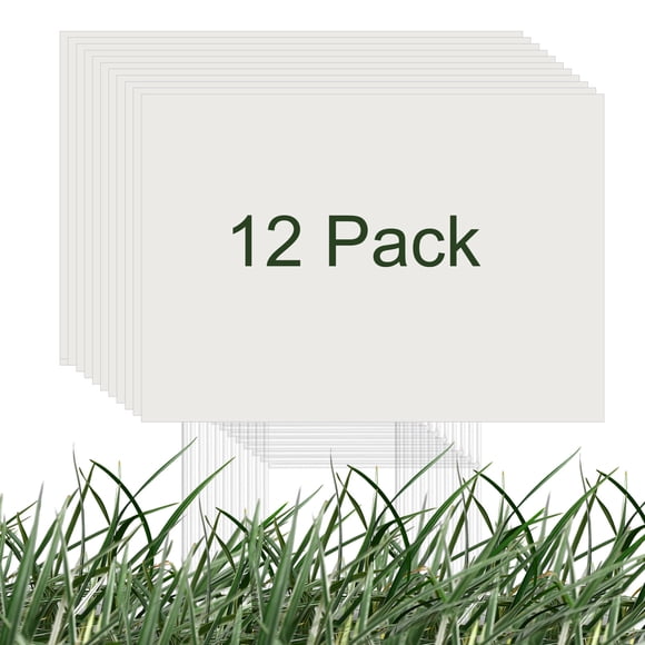 Unique Bargains Blank Yard Signs, 18'x12' Corrugated Plastic Sheet, White Lawn Sign, Garage Sale Sign, Open House Sign, 12 Pack