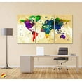 thumbnail image 6 of Original by BoxColors LARGE 30"x 60" 3 panels 30x20 Ea Art Canvas Print Watercolor Multi Color Map World Push Pin Travel cities Wall home office decor (framed 1.5" depth) M1825, 6 of 6