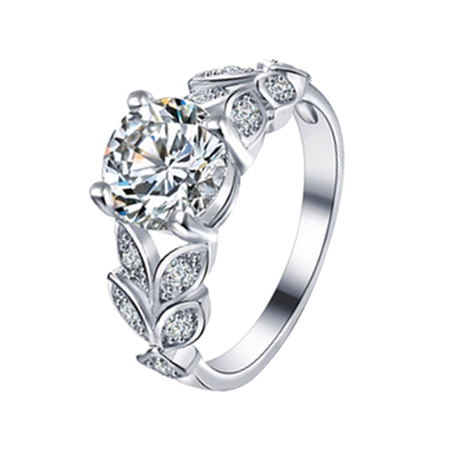 El anillo del circón de la forma de la hoja para las mujeres y las muchachas anillo del circón de la personalidad del anillo del circón de la manera