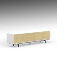 thumbnail image 5 of Atlas 78" x 20" Modern TV Stand Cabinet - White Frame, White Oak Door/Drawers, Black Base, 5 of 8