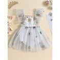 thumbnail image 2 of Suealasg Baby Girl Outfit Newborn Summer Boho Clothes Fly Sleeve Sequined Stars Print Tulle Romper Dress Infant Photography Clothing, 2 of 7