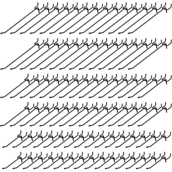 INCLY 120 Pack Black Pegboard Hooks, 4/6/8 Inch Peg Board Shelving Hooks Accessories, Peg Board Tool Hangers Fit for 1/8“ and 1/4" Pegboard Hanging Tools for Garage, Craft Room, Kitchen, Store