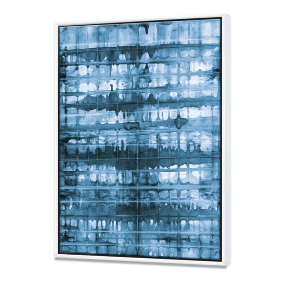 Designart ' Indigo watercolor geometrical V ' Contemporary Framed Canvas