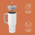 thumbnail image 4 of Owala Stainless Steel Triple Layer Insulated Travel Tumbler with Spill Resistant Lid, Straw, and Carry Handle, BPA Free, 40 oz, Gray (Iced Tea), 4 of 6