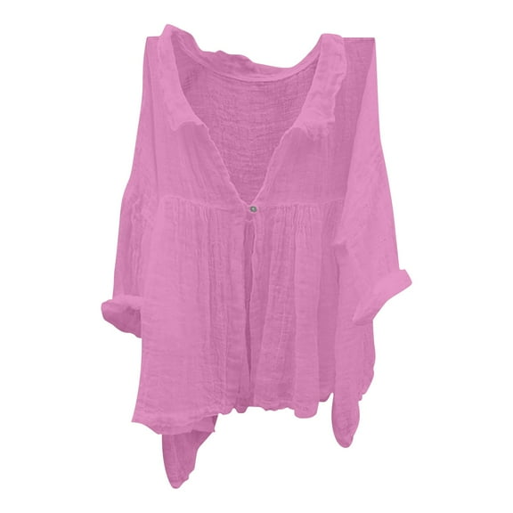 ZJXFGS Plain Tshirts For Women Boho Tops For Women Cotton Blouses For Women Long Sleeve Shirtsplus Size Womens Clothing Long Sleeve Blouse Pink S