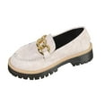 thumbnail image 2 of SYMOID Womens White Chunky Platform Loafers - Gold Chain Slip-on Flock Shoes, Non-Slip, Extended Sizes 36-43,Size 41, 2 of 9