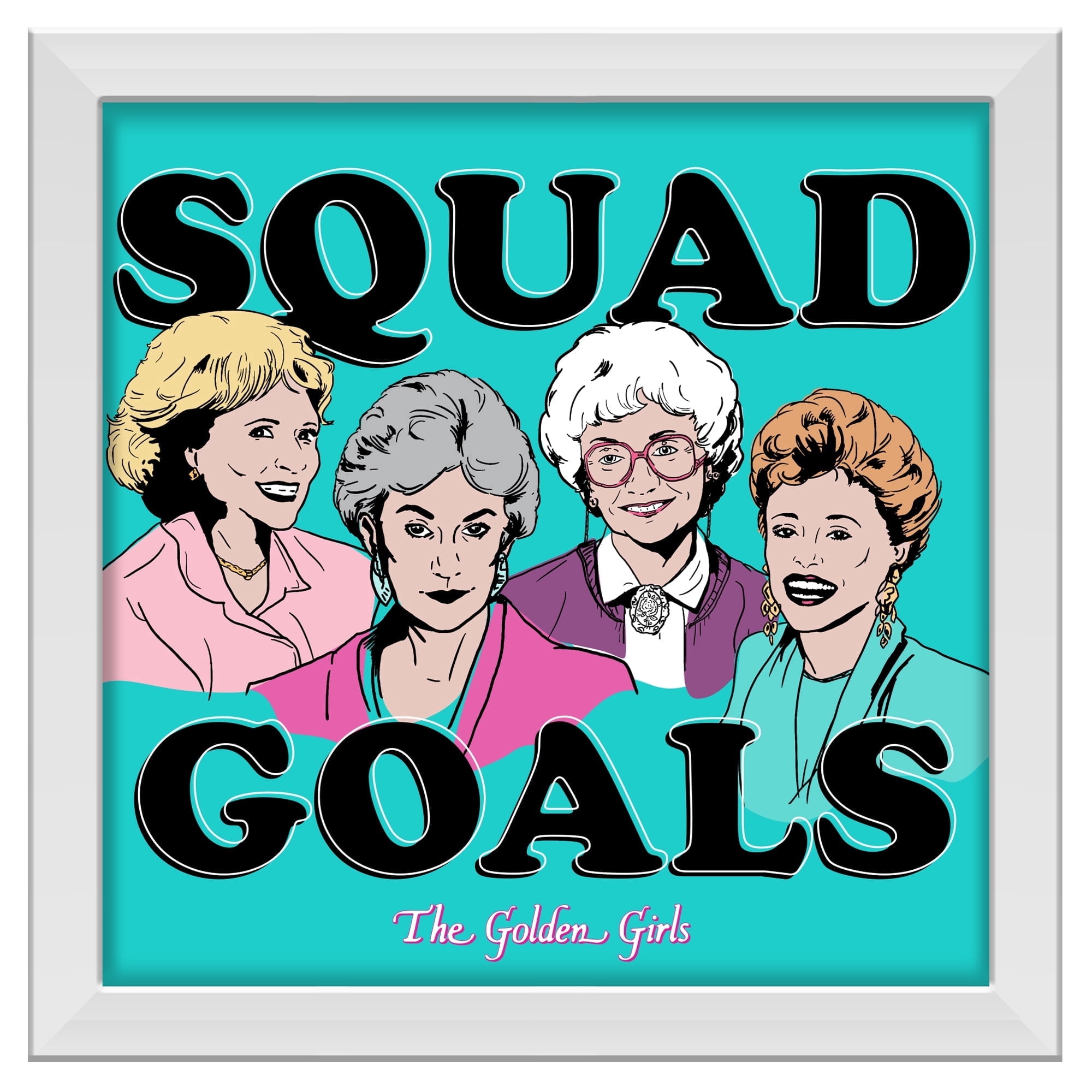 (2 pack) Silver Buffalo The Golden Girls Squad Goals Group Gel Coat 6" x 6" Framed MDF Modern Wall Art