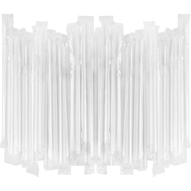 Extra Large Flexible Milkshake Straws Individually Wrapped (Clear