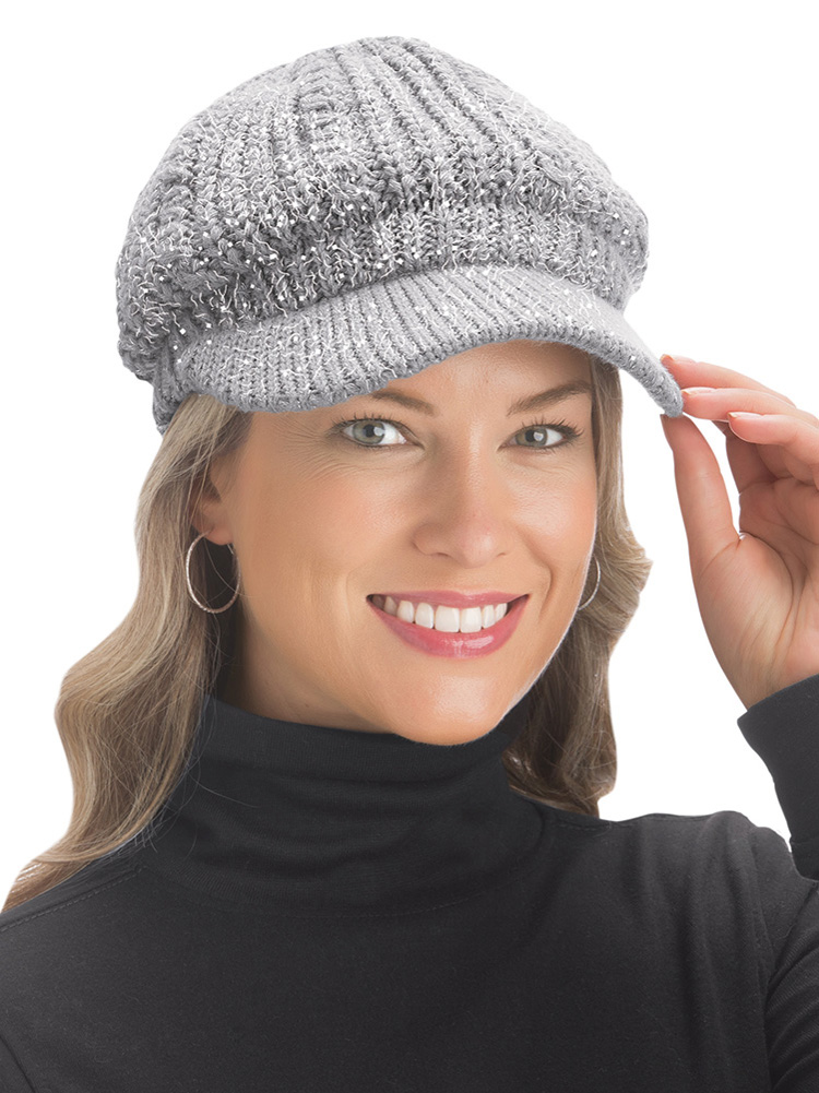 winter knit hat with visor