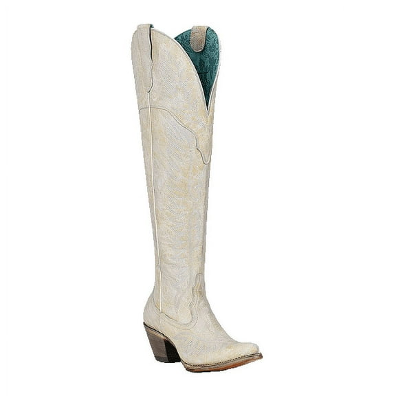Corral Ladies Over The Knee Distressed White Round Toe Boots A4311
