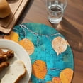 thumbnail image 3 of Orange Leaf Round 15 Inch Placemats Set of 8, Abstract Oil Painting Branch Turquoise HeatResistant Non Slip Place Mats for Dining Table, Wipeable Braided Kitchen Table Mats for Housewarming, 3 of 9
