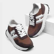 CMR CHAMARIPA Tallest Elevator Shoes - Elevator Shoes Sneakers Women's - Coffee Suede Sneakers 8cm / 3.15 Inches