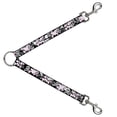 thumbnail image 1 of Buckle-Down Leash Splitter - Punk Heart & Cross Bones w Skulls & Splatter Black White - 1" Wide - 30" Length, 1 of 1