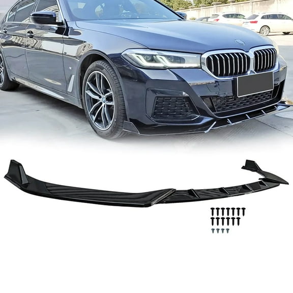 NINTE Front Bumper Lip for 2021 2022 2023 BMW 5 Series G30 M Sport ABS 3Pcs Spoiler Splitter Gloss Black Style