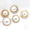 thumbnail image 5 of 5 PCS Pearl Gold Metal Women Coat Buttons for Clothing Sweater Decoration Sewing Crafts Accessories (#3, 20mm), 5 of 8