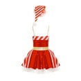 thumbnail image 3 of renvena Kids Girls Christmas Dance Gymnastics Leotard Figure Ice Skating Bodysuit Mesh Tutu Dress with Hat Size 6-16 A Red 16, 3 of 7