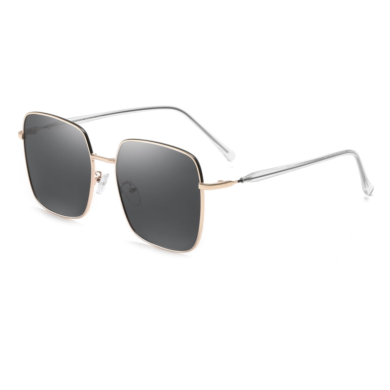 QECEPEI Classic Square Metal Sunglasses Polarized UV  display picture 2