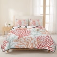 thumbnail image 3 of King Quilt Set 96''x106'', Red Orange Grey Coral Coastal Lightweight Bedspread Coverlet with 2 Pillow Shams, Summer Beach Seaside Nautical Breathable All Season Quilt Bedding for Bedroom/Guest Room, 3 of 9