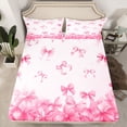 thumbnail image 2 of Feelyou Pink Princess Bowknot Bed Sheets, Dreamy Cartoon Theme King Sheets, 4pcs, 2 of 7