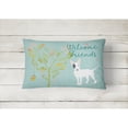 thumbnail image 2 of Carolines Treasures BB7607PW1216 Welcome Friends White Patched Bull Terrier Canvas Fabric Decorative Pillow  12H x16W, 2 of 3