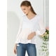 thumbnail image 3 of Blusa Top Allegra K Cuello En V Color Sólido Manga Larga Volantes para Mujeres Blanco M, 3 of 6