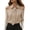 Khaki, variant on Women's Unique Collar Tie Blouse, Off Shoulder Elegant Long Sleeve Lapel Shirt, Solid Color Business Casual Top, Fashion Open Neckline Work Shirt Khaki M