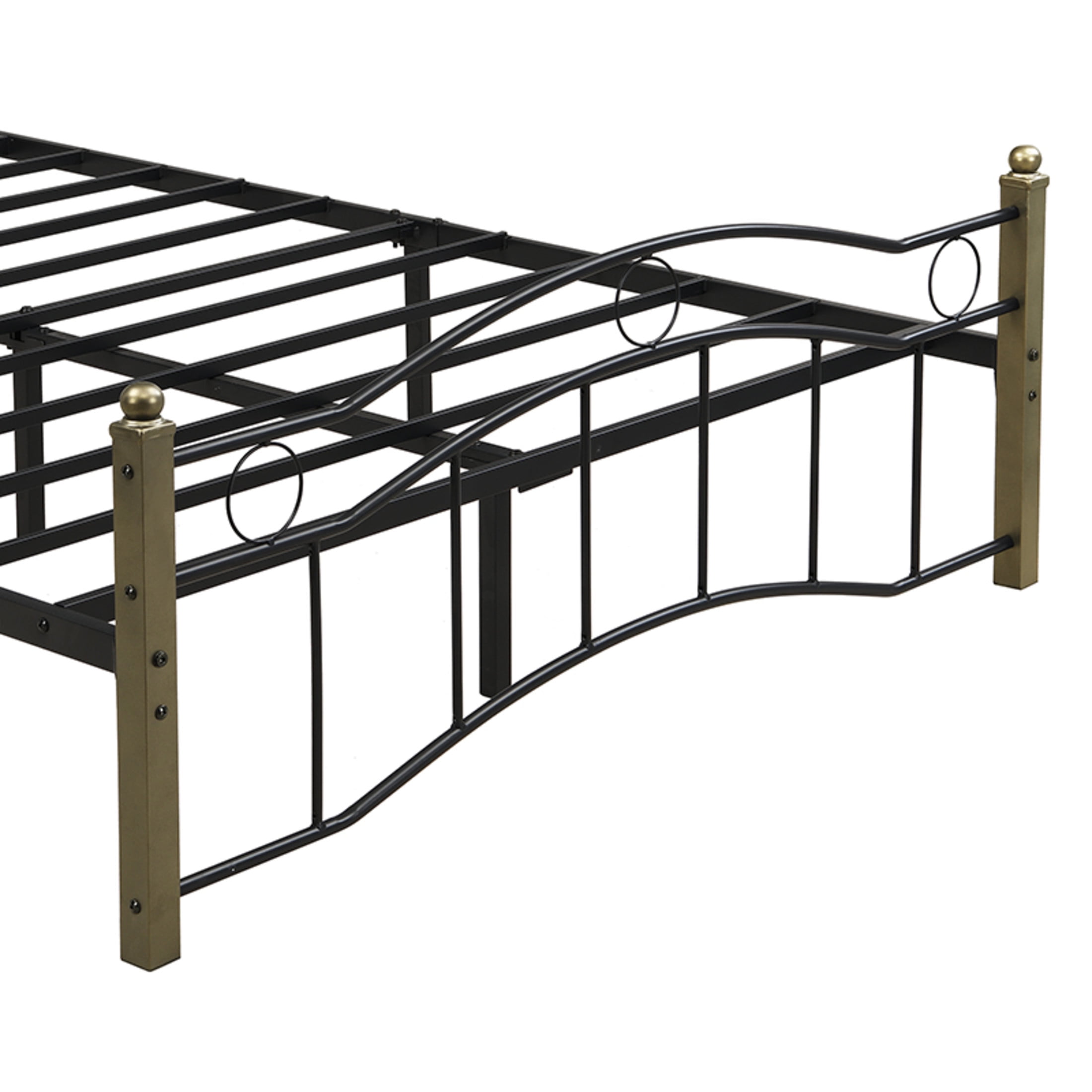 Christopher Knight Home Contemporary Full Size Metal Bed Frame with Wavy Headboard and Footboard, Black+Gold
