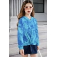 thumbnail image 5 of Oudiya Hoodies for Teen Girls Twist Front Tie Dye Hooded Sweatshirt Casual Long Sleeve Tops Clothes for 5-13 Years, 5 of 6