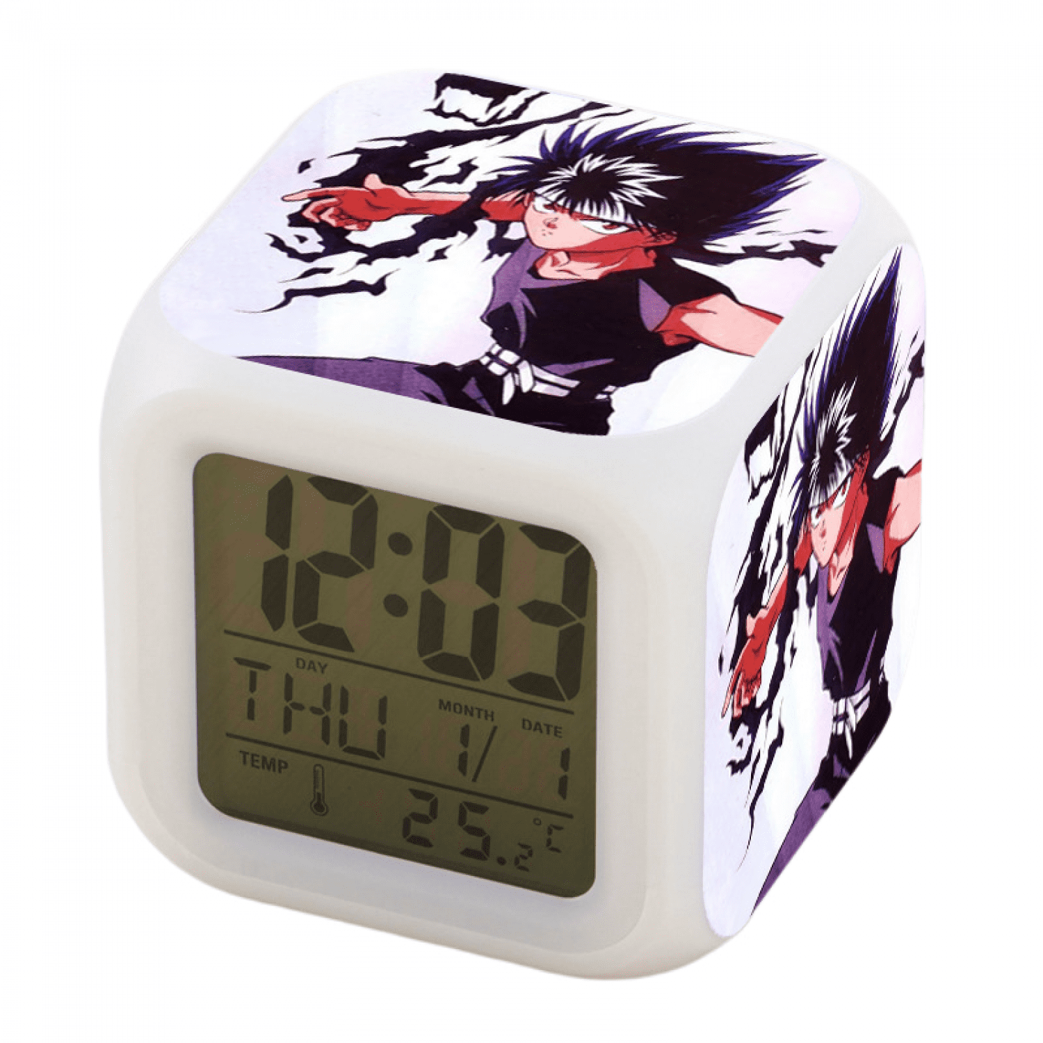 JUSTUP Anime Alarm Clock for Kids Room, LED Digital Bedroom Alarm Clock