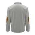 thumbnail image 3 of Corduroy Sweatshirt for Men Color Block Vintage Button Stand Collar Long Sleeve Pullover Tops with Elbow Patches, 3 of 7