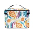 thumbnail image 3 of HELLHERO Leaf Pattern Design Travel Makeup Bags Double Zipper Lightweitht Portable Cosmetic Bag Desktop, 3 of 5