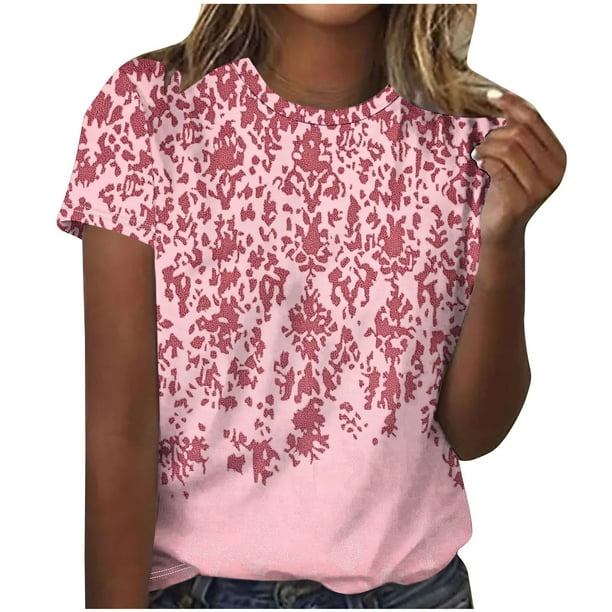 Camiseta de Cuello Redondo de Manga Corta Impresa de los Pantalones Cortos de las Mujeres, Poliéster de Lentejuelas de Partido de Moda